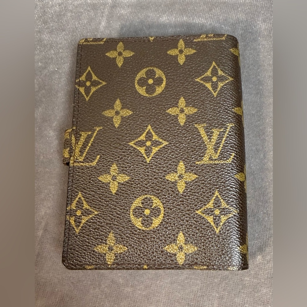 Louis Vuitton Monogram small rings Agenda wallet book brown tan leather EUC - Picture 4 of 12